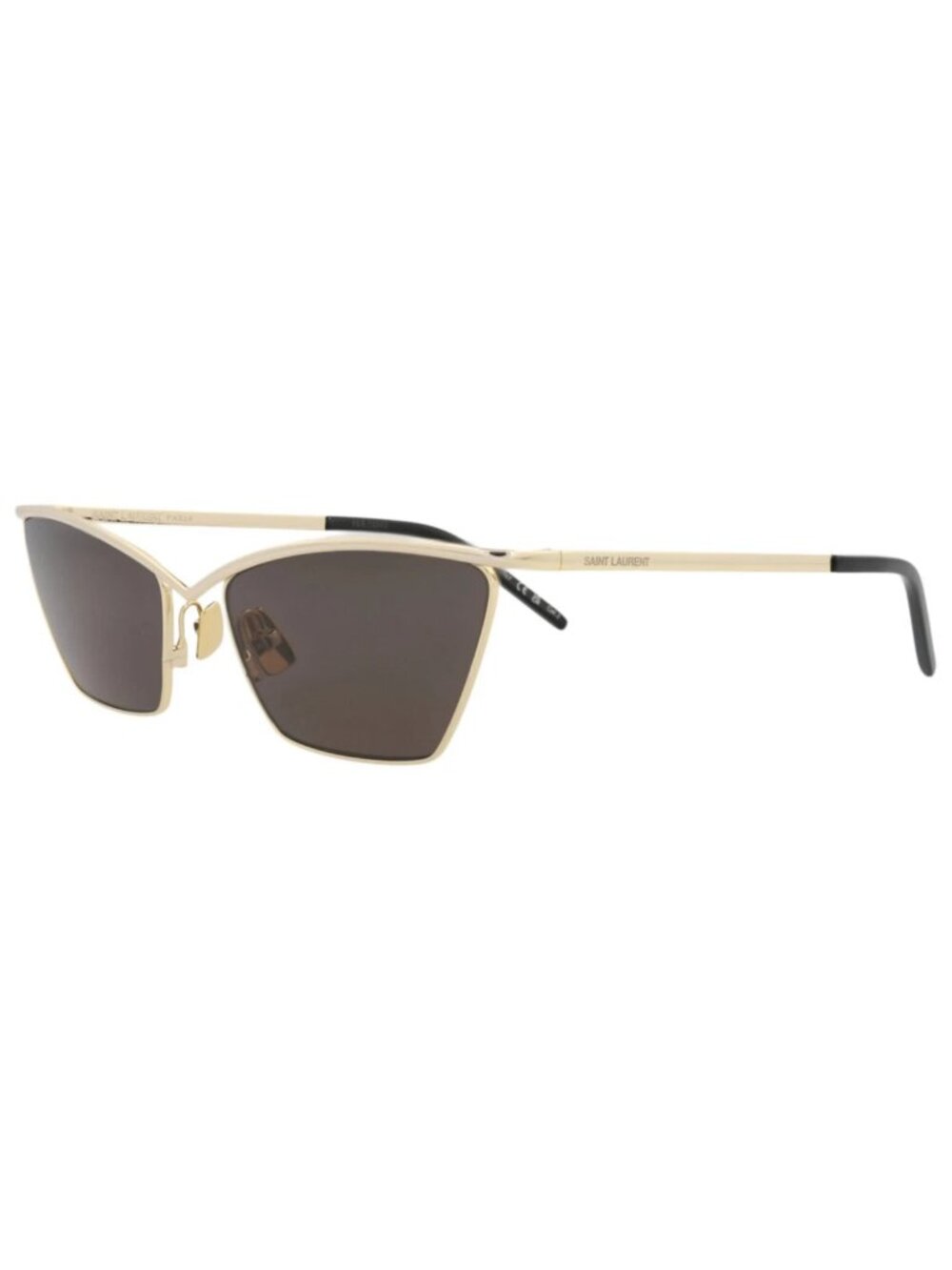 New Saint Laurent Women's Sunglasses Cat Eye Metal Frame Gold Gold Black